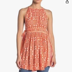FREE People Womens Mid Summers Day Printed Halter Tunic Top